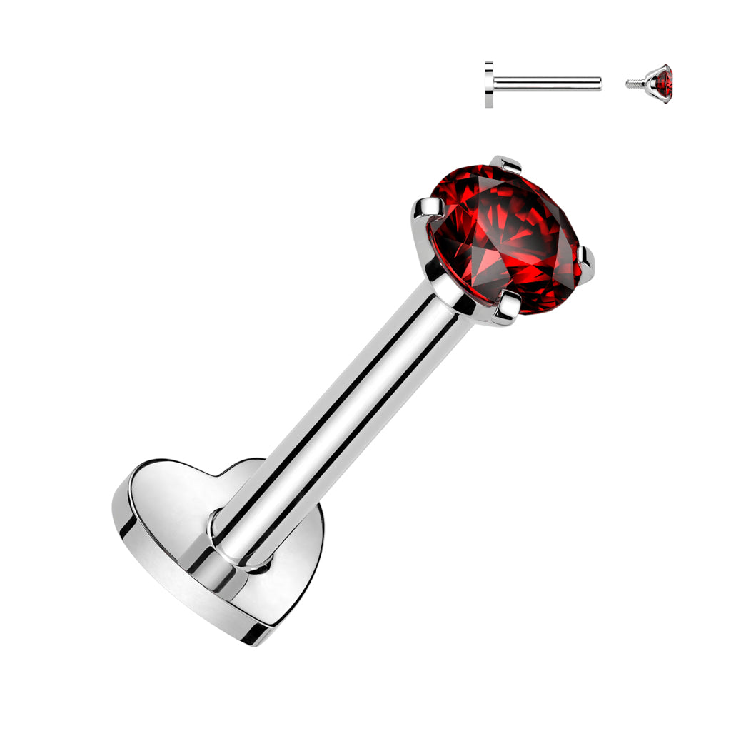 Implant Grade Titanium Internally Threaded Heart Base Labret With Prong